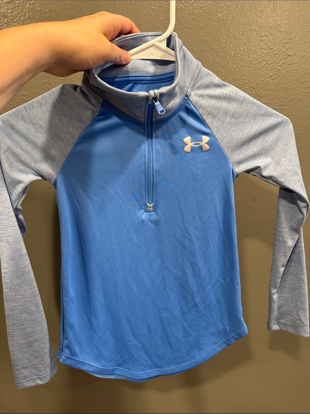 Under Armour Light Blue & Heathered Blue 1/4 Zip Youth Pullover